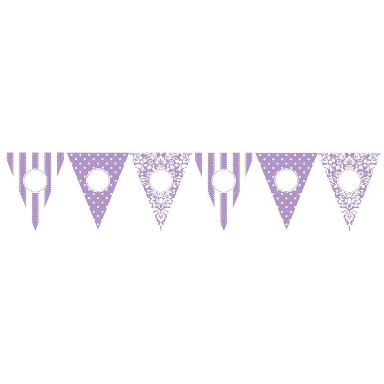 Lilac Personalized Pennant Banner 24pcs Decorations - Party Centre