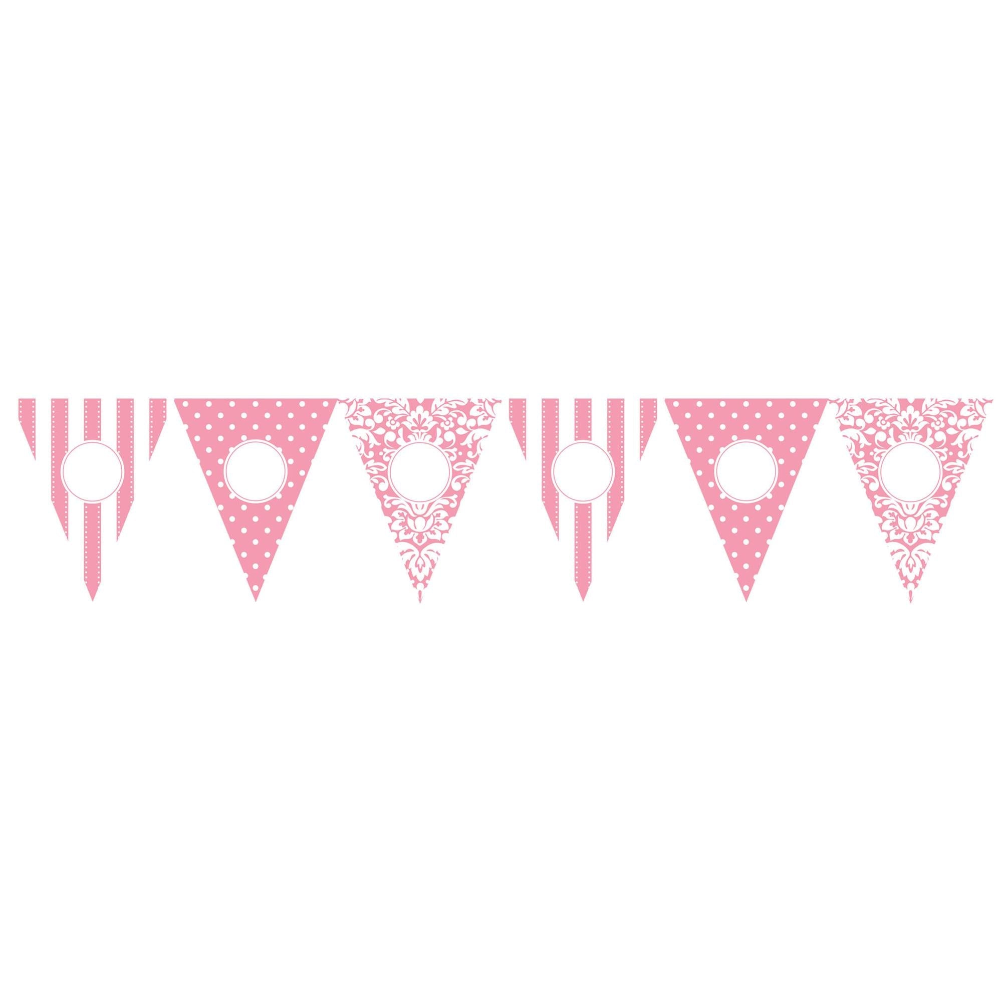 New Pink Personalized Pennant Banner 24pcs Decorations - Party Centre