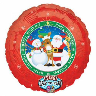 Happy Holidays Singing Balloon 28in Balloons & Streamers - Party Centre