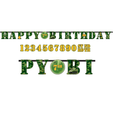 Camouflage Add An Age Letter Banner 10ft Decorations - Party Centre