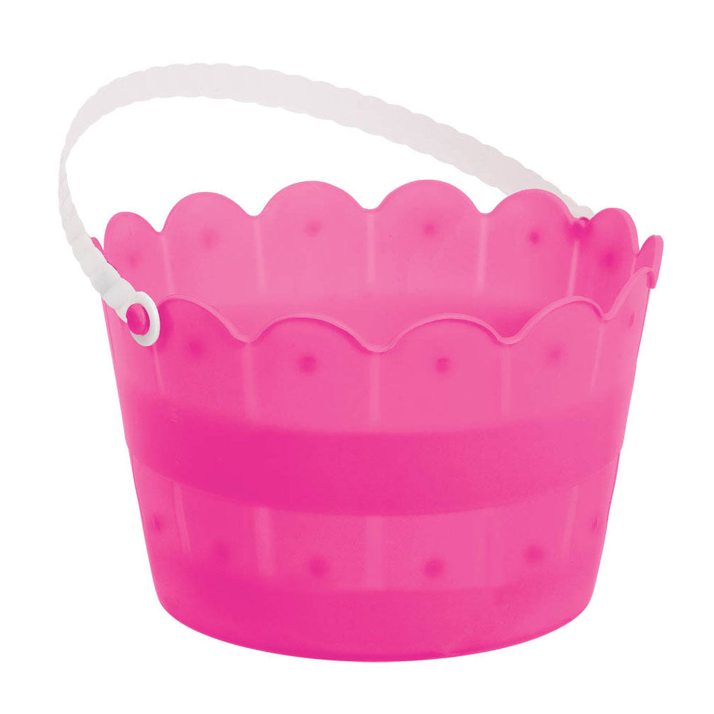 Easter Plastic Scalloped Bright Pink Bucket Favours - Party Centre