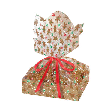 Gingerbread Large Treat Trays with Cello Bags 2pcs Favours - Party Centre