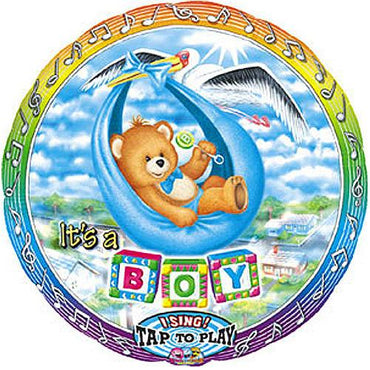 It's A Boy Baby Bear Singing Balloon 28in Balloons & Streamers - Party Centre