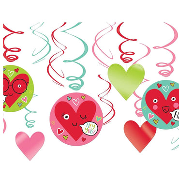 Heart Face Swirls Decorations 12pcs
