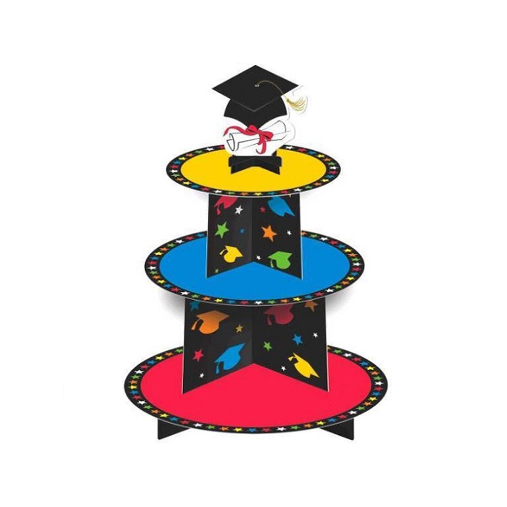 Grad Multicolor Cardboard Cupcake Stand Party Accessories - Party Centre