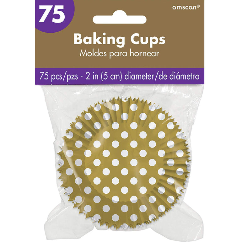 Gold Dots Cupcake Cases 50mm, 75pcs Party Accessories - Party Centre