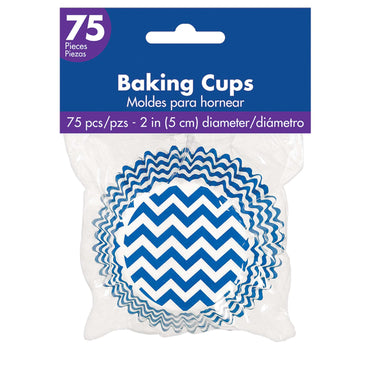 Bright Royal Blue Chevron Cupcake Cases 50mm, 75pcs Party Accessories - Party Centre