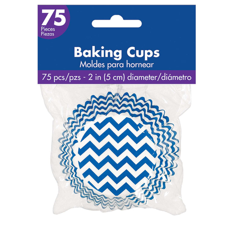 Bright Royal Blue Chevron Cupcake Cases 50mm, 75pcs Party Accessories - Party Centre