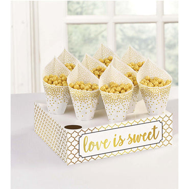 Wedding Snack Cones With Tray 42pcs Candy Buffet - Party Centre