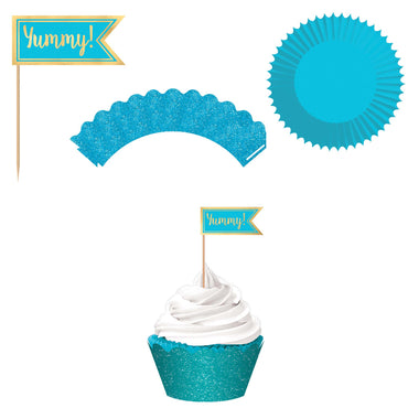 Caribbean Foil Hot-Stamp Cupcake Kit 24pcs Party Accessories - Party Centre