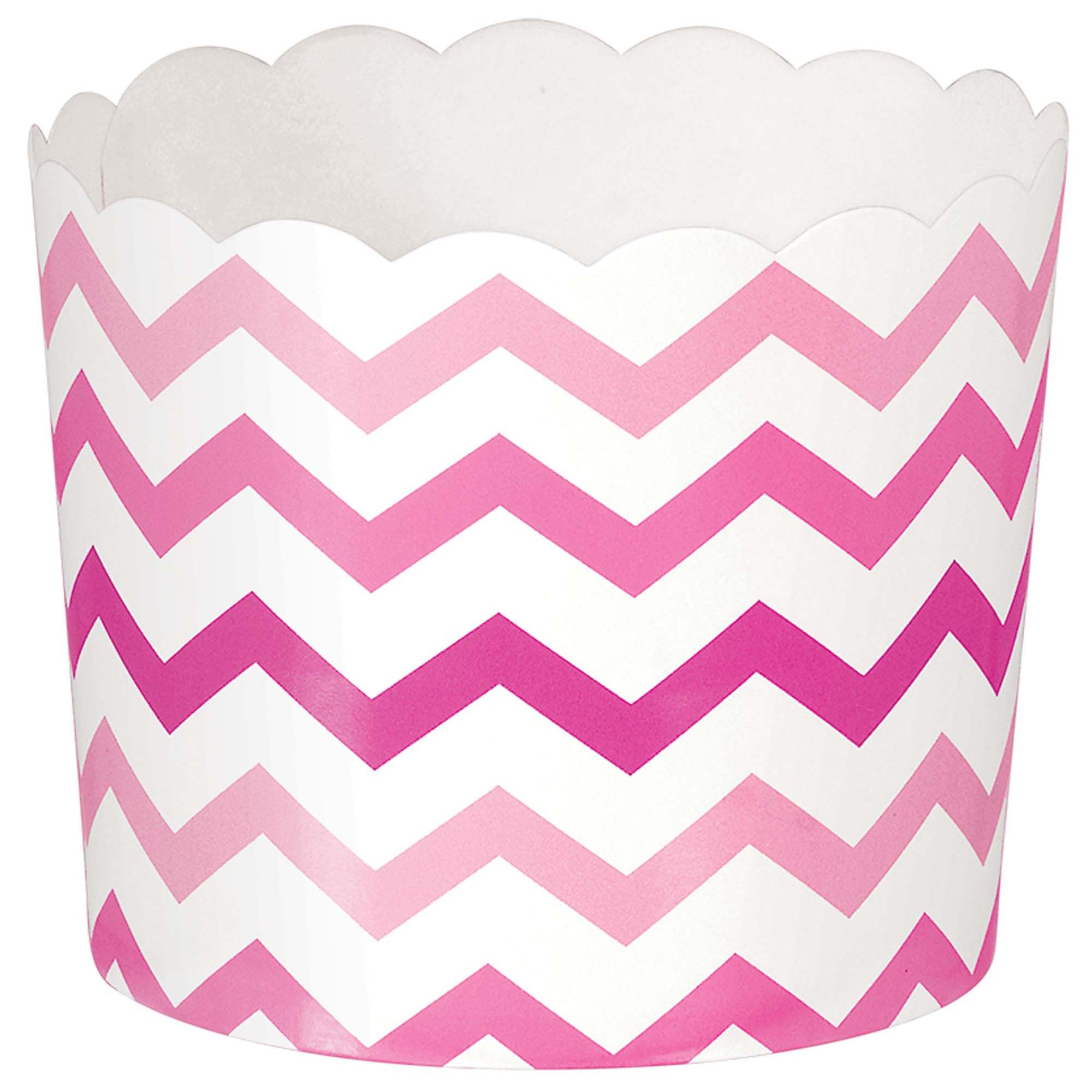Pink Paper Mini Large Scalloped Chevron Snack Cup 24pcs Candy Buffet - Party Centre