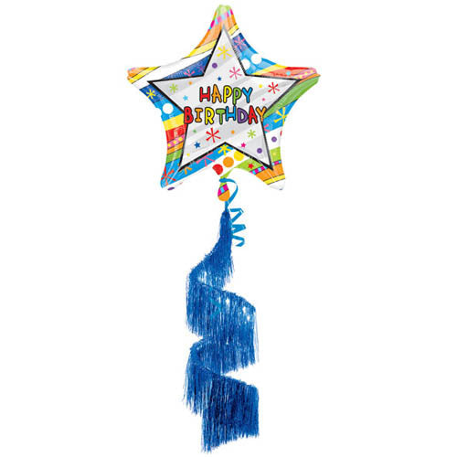 Wavy Patterns Birthday Airwalker 31 x 70in Balloons & Streamers - Party Centre