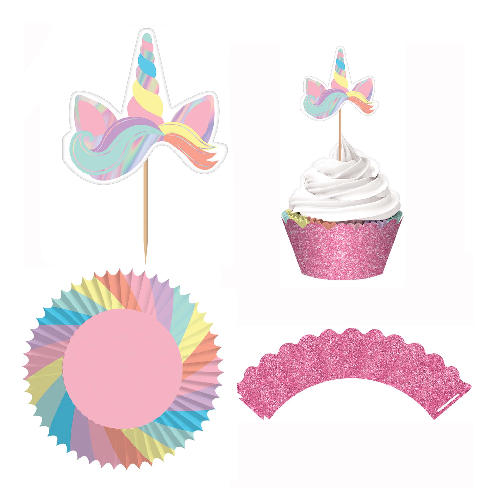 Magical Rainbow Cupcake Kit 24pcs Party Accessories - Party Centre