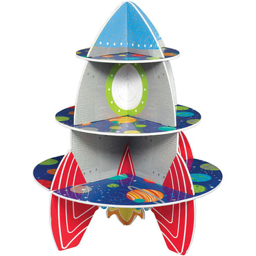 Blast Off Birthday Rocket Shaped Treat Stand Party Accessories - Party Centre