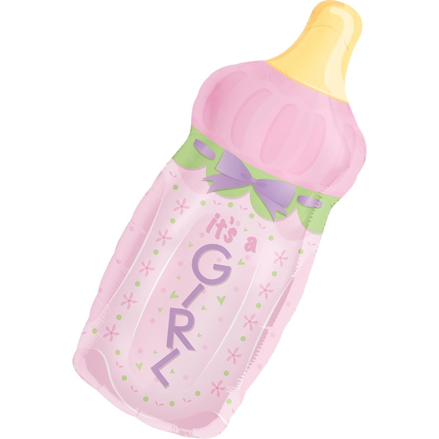 It's A Girl Baby Bottle Foil Balloon 13 x 31in Balloons & Streamers - Party Centre