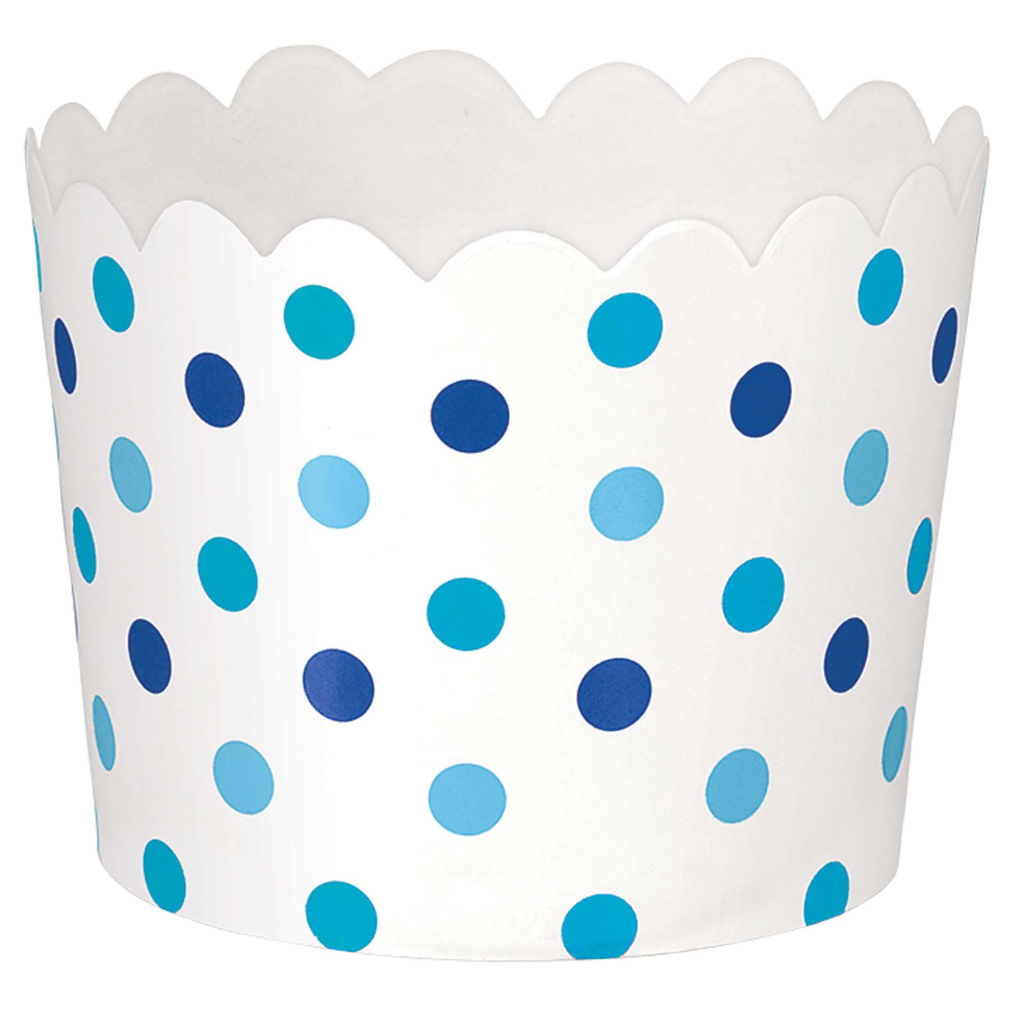 Blue Paper Mini Small Scalloped Dots Snack Cup 36pcs Candy Buffet - Party Centre