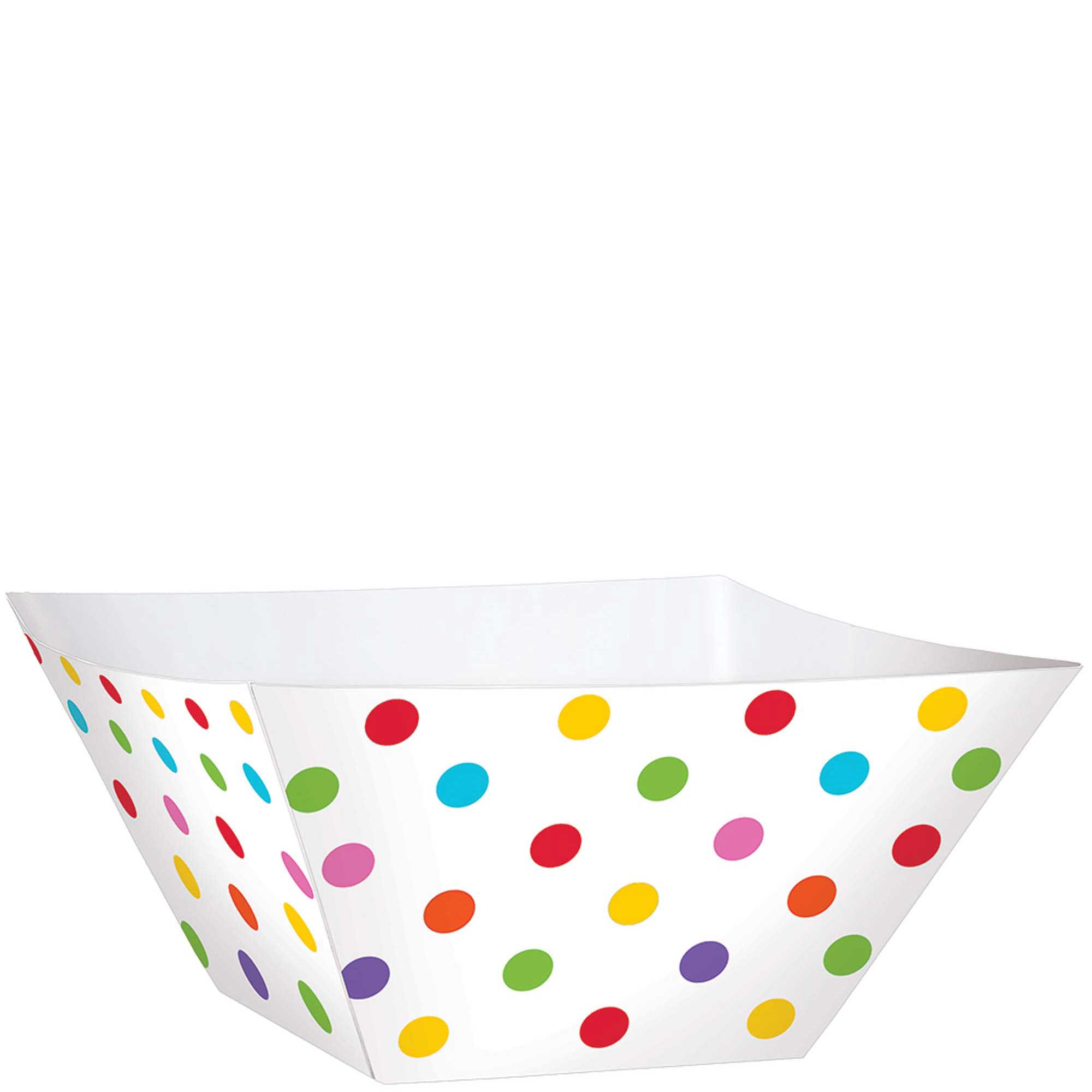 Rainbow Paper Mini Dots Small Square Bowl 24pcs Candy Buffet - Party Centre