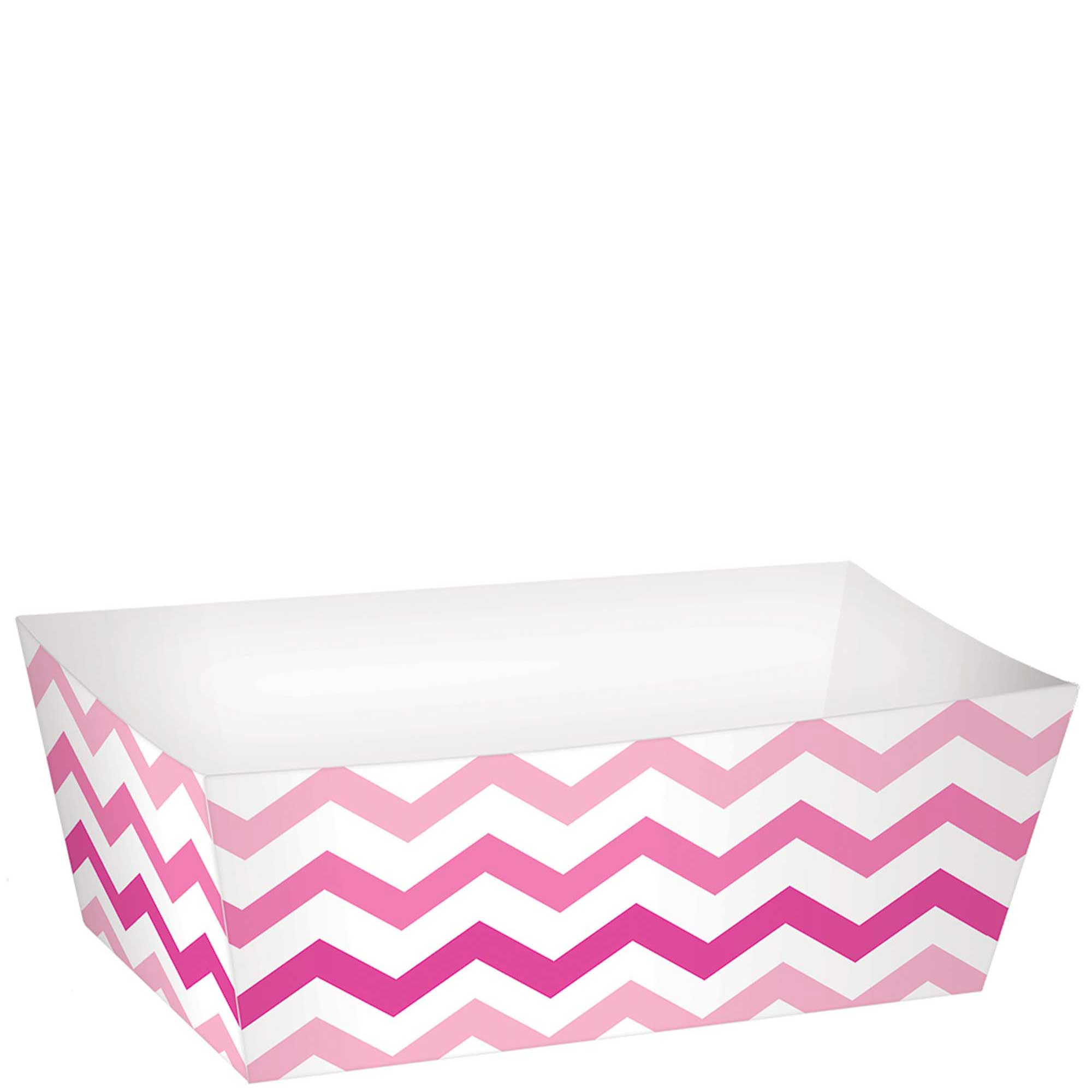 Pink Paper Mini Rectangular Chevron Snack Tray 24pcs Candy Buffet - Party Centre
