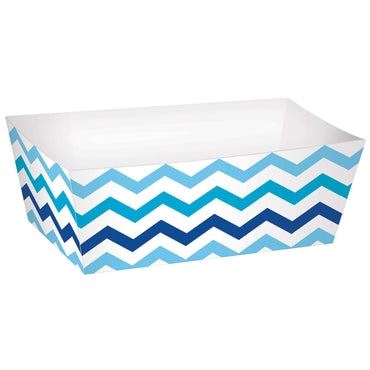 Blue Paper Mini Rectangular Chevron Snack Tray 24pcs Candy Buffet - Party Centre