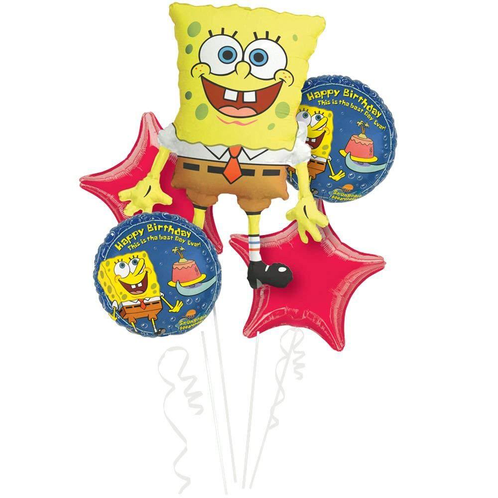 SpongeBob Bday Bouquet 5pcs Balloons & Streamers - Party Centre