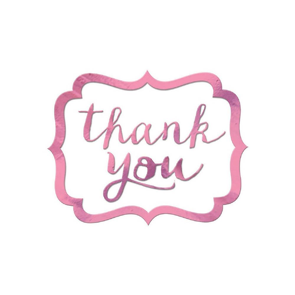 New Pink Thank You Stickers 50pcs Favours - Party Centre
