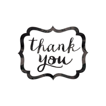 Black Thank You Stickers 50pcs Favours - Party Centre
