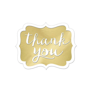 Gold Thank You Stickers 50pcs Favours - Party Centre