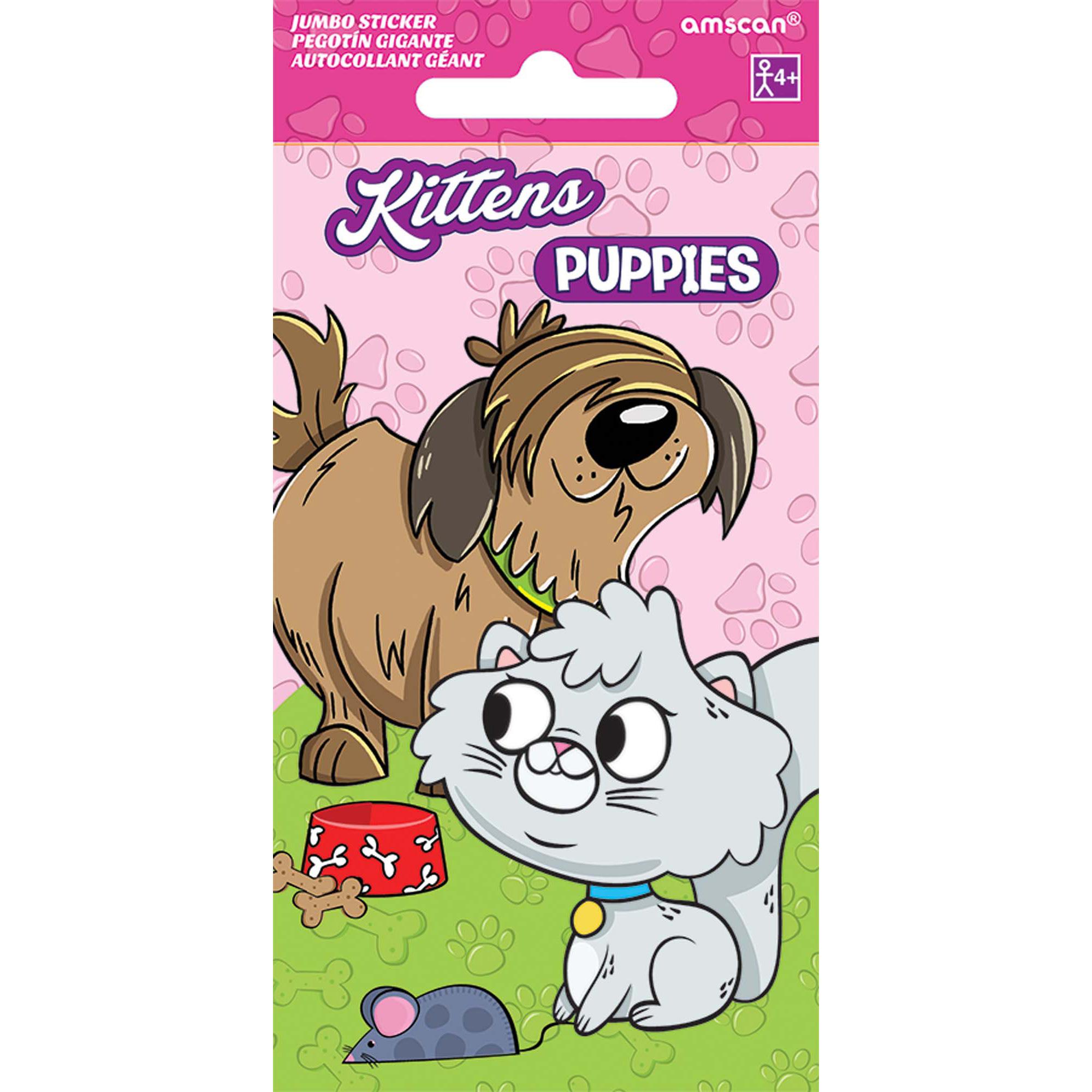 Kittens And Puppies Jumbo Sticker Party Favors - Party Centre