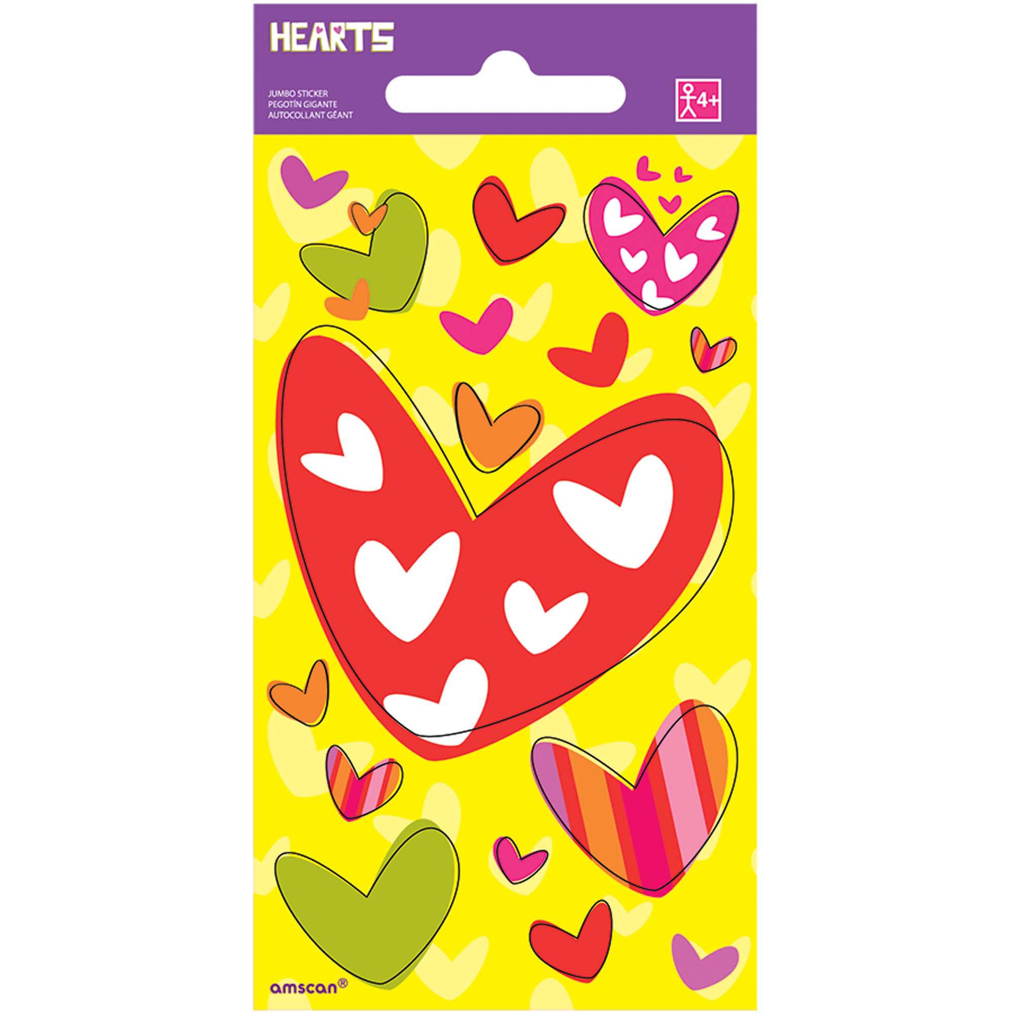 Hearts Jumbo Sticker Party Favors - Party Centre
