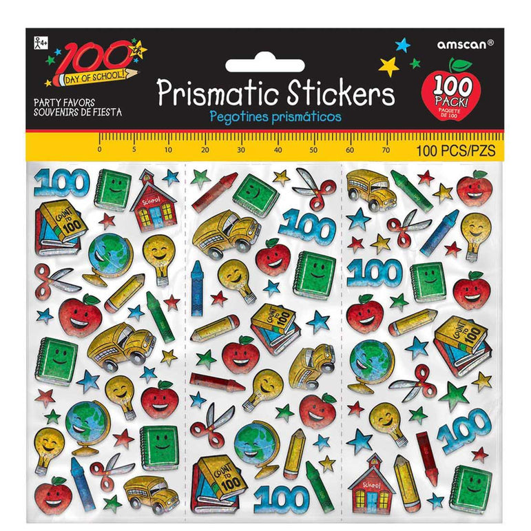 100th Day Of School Stickers 100pcs Favours - Party Centre