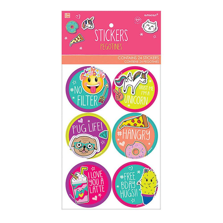 Selfie Celebration Stickers 24pcs Favours - Party Centre
