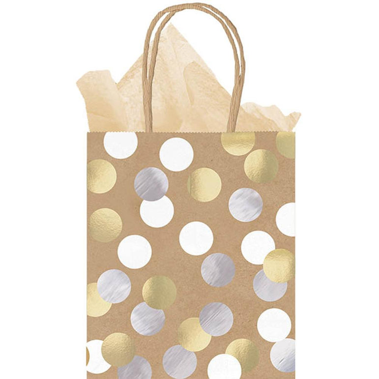 Gold & Silver Kraft Medium Kraft Bag Party Favors - Party Centre