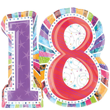Radiant Birthday 18 Holographic Balloon 28 x 26in Balloons & Streamers - Party Centre