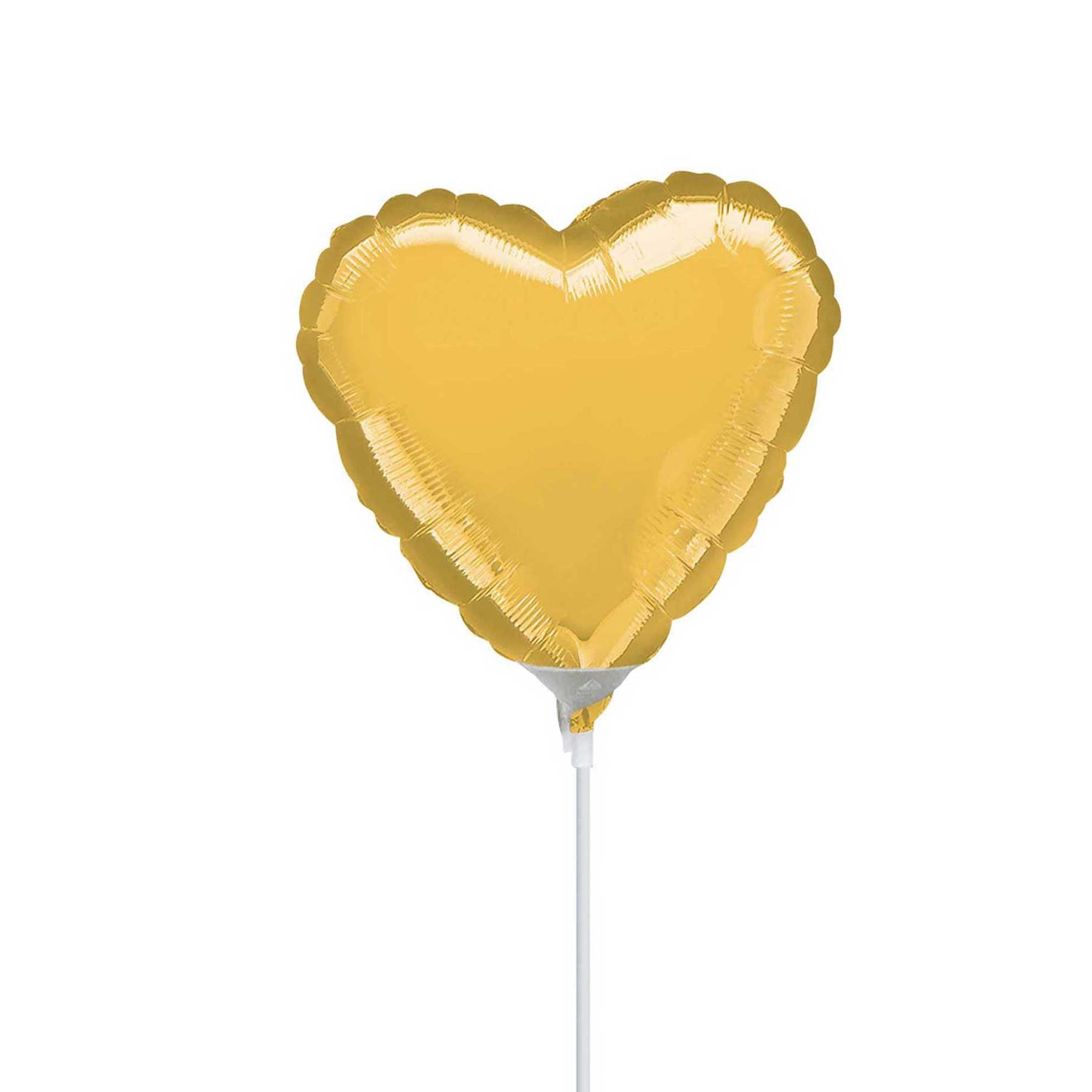 Gold Heart Mini Shape Foil Balloon 9in Balloons & Streamers - Party Centre