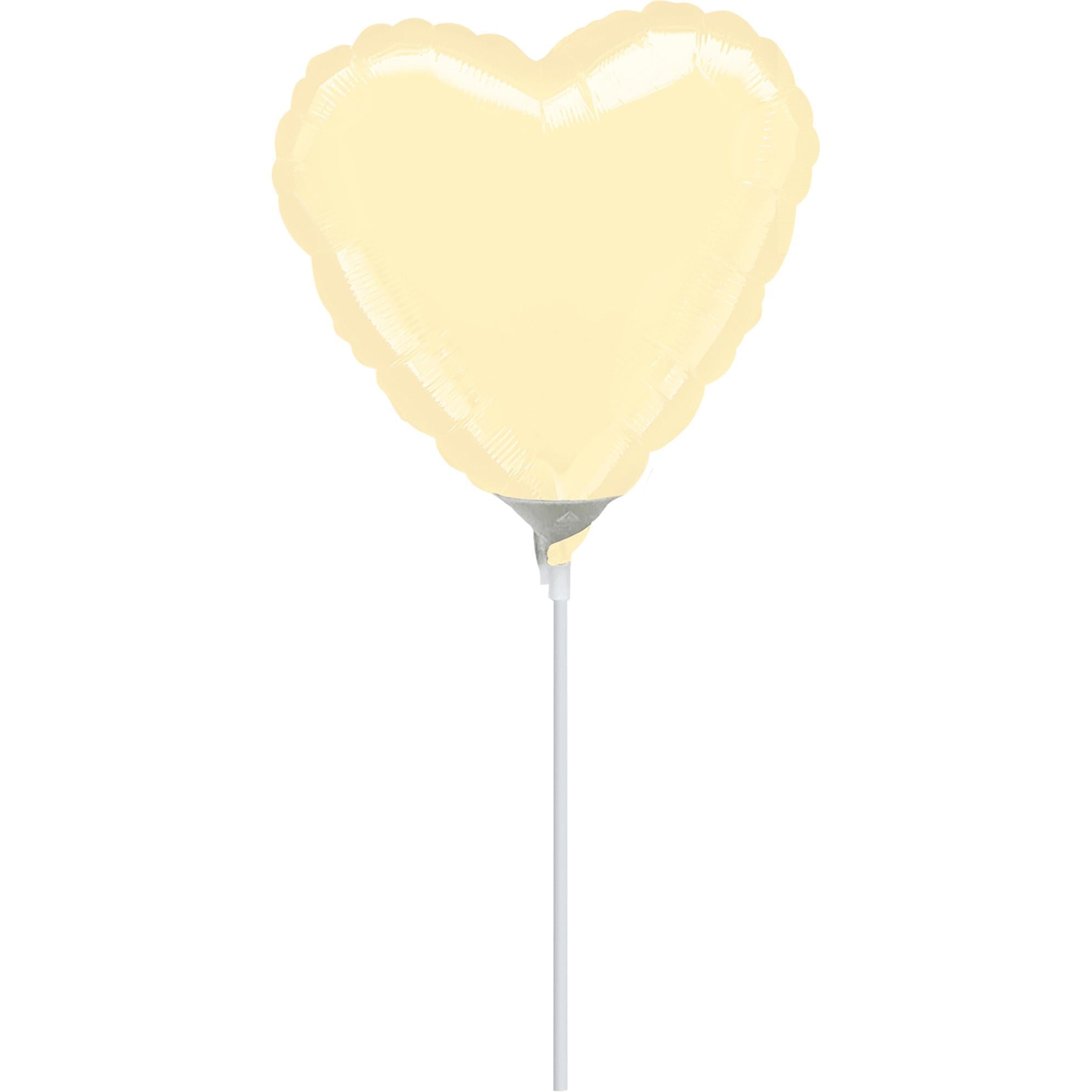 Metallic Ivory Heart Foil Balloon 4in Balloons & Streamers - Party Centre