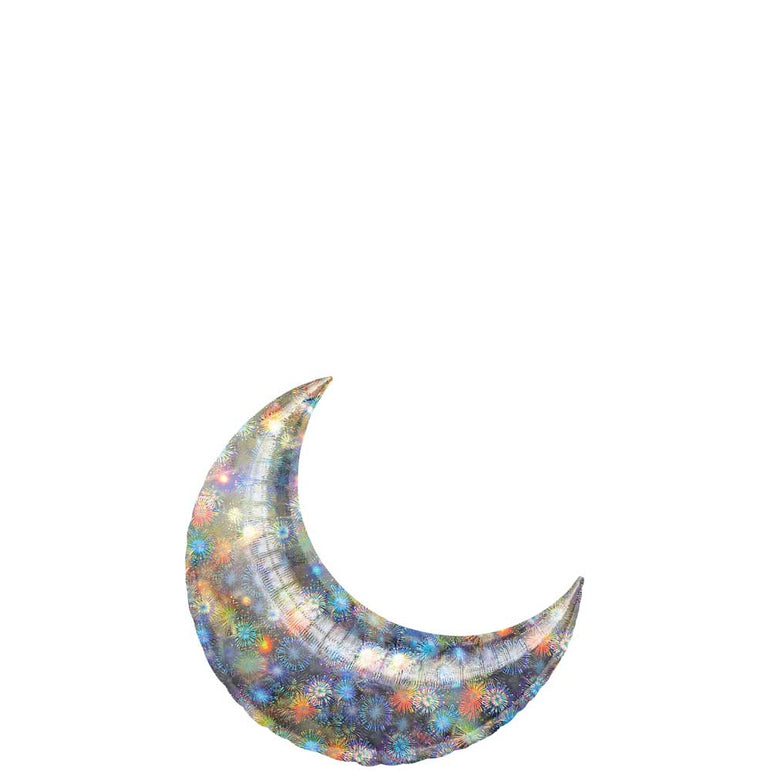 Holographic Fireworks Crescent Mini Shape Balloon 10in Balloons & Streamers - Party Centre