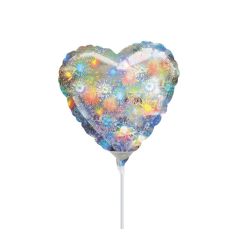 Holographic Fireworks Heart 9in Balloons & Streamers - Party Centre