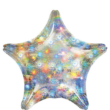 Holographic Fireworks Star 32in Balloons & Streamers - Party Centre