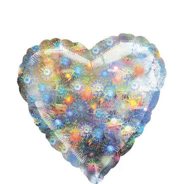 Holographic Fireworks Heart 18in Balloons & Streamers - Party Centre
