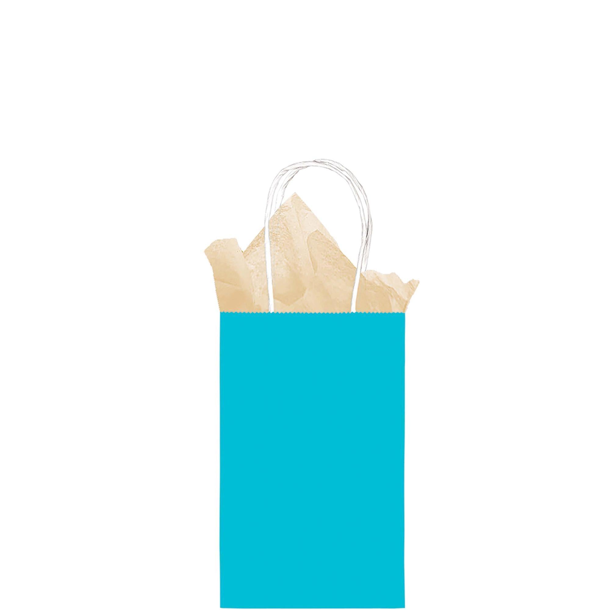 Caribbean Blue Small Paper Kraft Gift Bag Party Favors - Party Centre