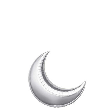 Silver Crescent Mini Shape Balloon 17in Balloons & Streamers - Party Centre