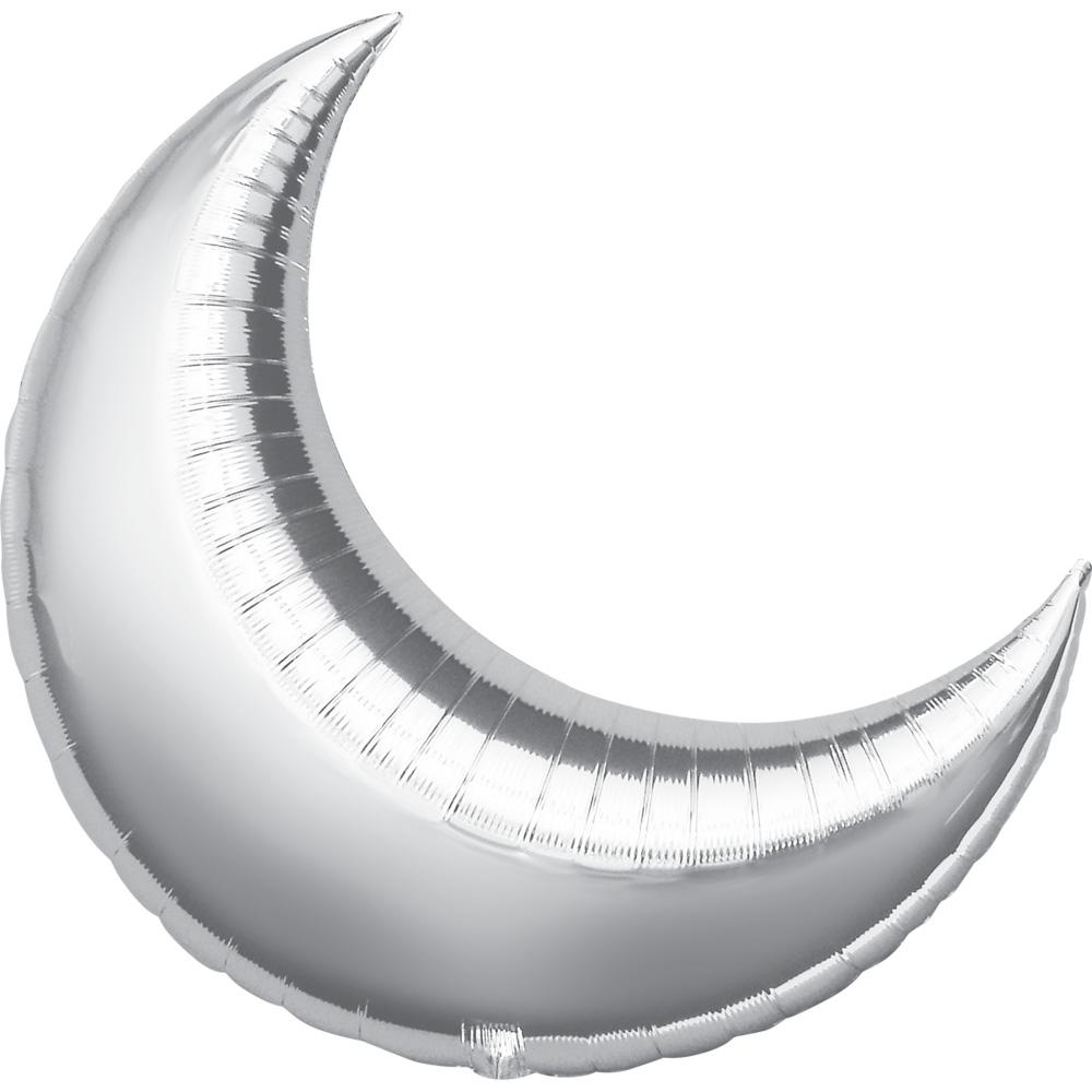 Silver Crescent Super Shape Balloon 35in Balloons & Streamers - Party Centre