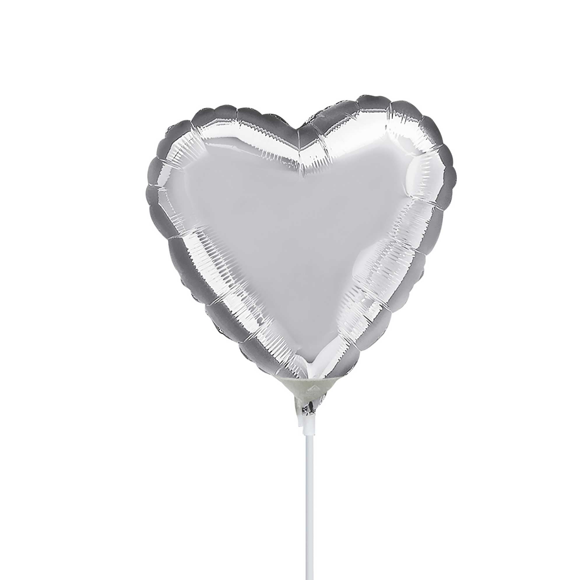 Metallic Silver Heart Mini Shape Foil Balloon 9in Balloons & Streamers - Party Centre