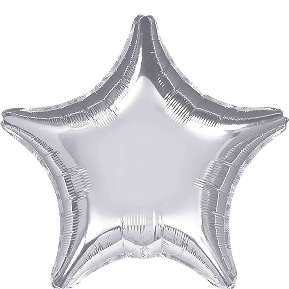 Metallic Silver Jumbo Star Foil Balloon 32in Balloons & Streamers - Party Centre