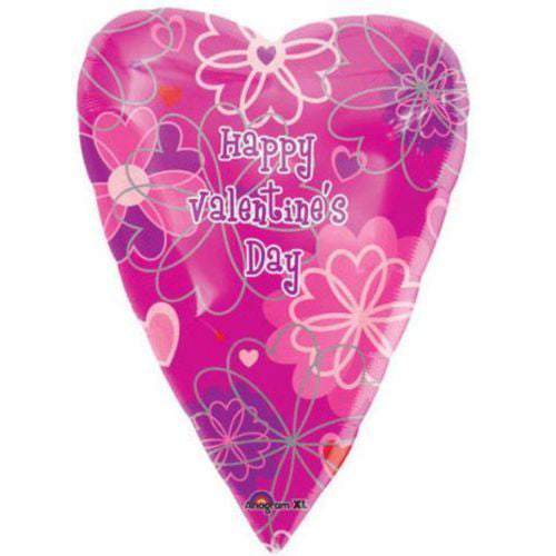 Happy Valentine's Day Flower Pattern Foil Balloon 18in Balloons & Streamers - Party Centre