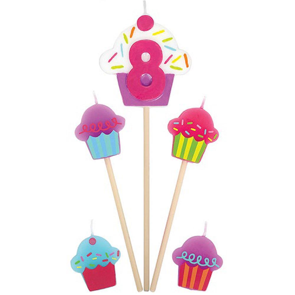 #8 Cupcake Birthday Pick Candle Party Accessories - Party Centre