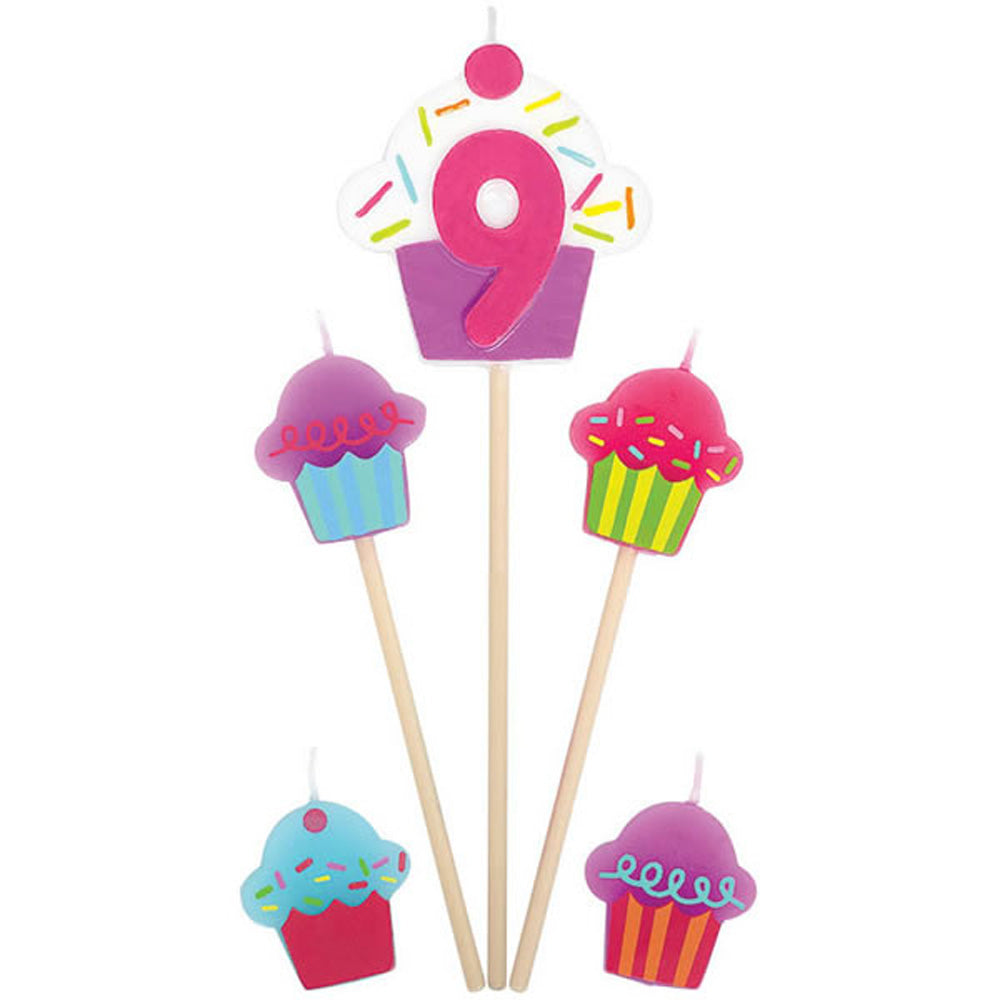 #9 Cupcake Birthday Pick Candle Party Accessories - Party Centre