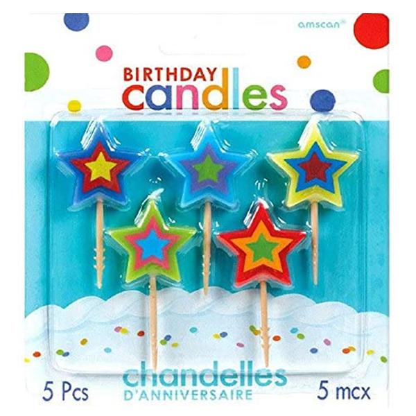 Star Toothpick Birthday Candles 5pcs Party Accessories - Party Centre