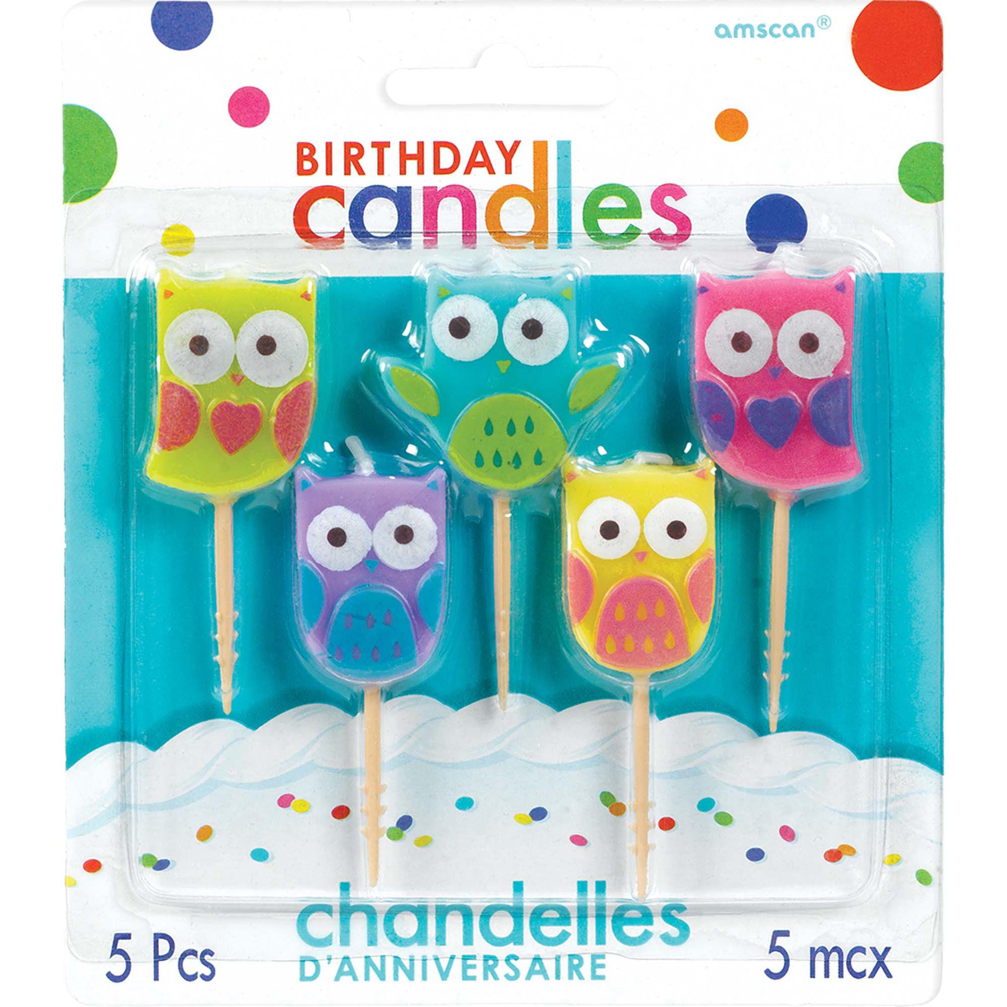 Owl Toothpick Birthday Candles 5pcs Party Accessories - Party Centre