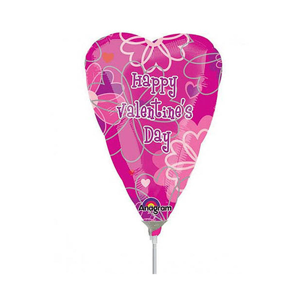 Happy Valentine's Day Flower Pattern Mini Shape Balloon Balloons & Streamers - Party Centre